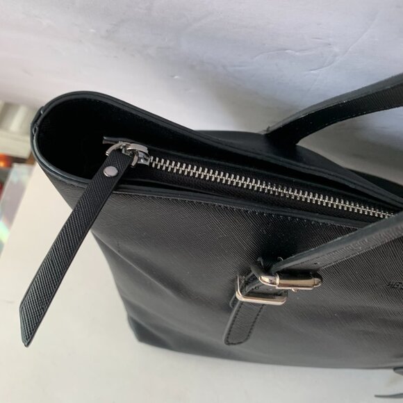 Westbronco Black Vegan Leather Purse Handbag Tote Adj Straps Structured - Picture 4 of 12